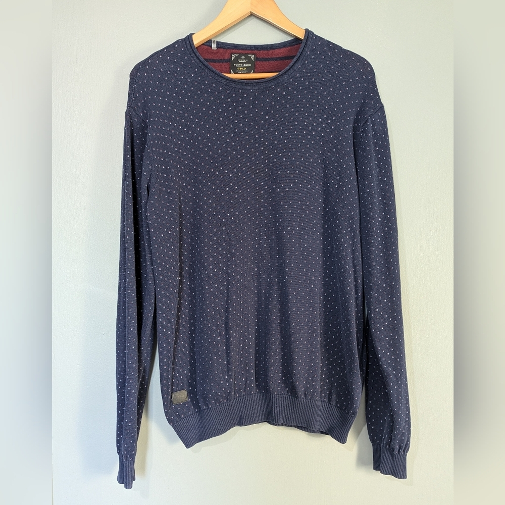 Point Zero Gold Black Label Semi Fit Men's XL Dark Blue Crewneck Sweater‎